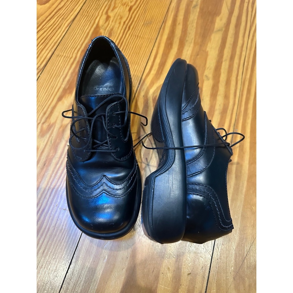 VTG Women's Sz 37 Dansko Jazz Shoes Leather Dansko Wingtip Oxford lace up Y2K